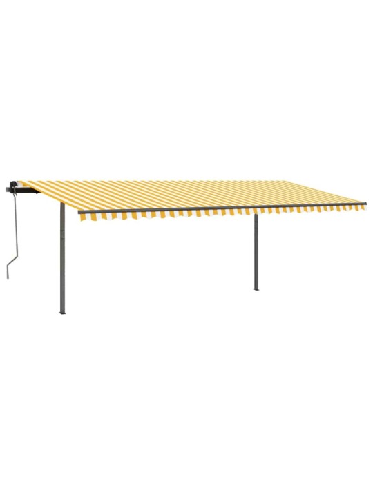 Izvelkama markīze ar stabiem, 3,5x2,5 m, manuāla, dzeltenbalta