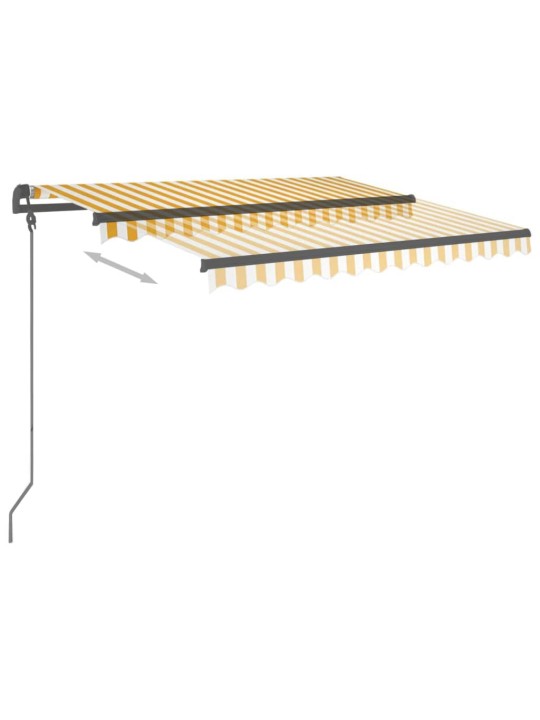 Izvelkama markīze ar stabiem, 3,5x2,5 m, manuāla, dzeltenbalta