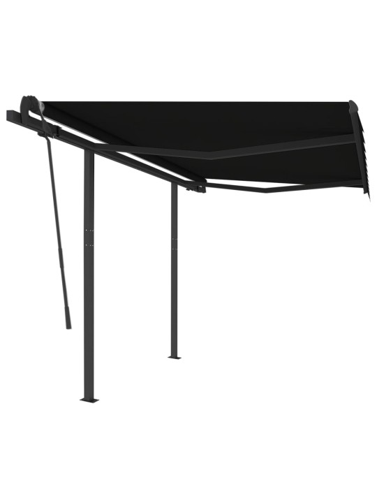 Izvelkama markīze ar stabiem, 3,5x2,5 m, manuāla, pelēka