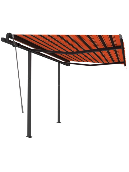 Izvelkama markīze ar kātiem, 3,5x2,5m, manuāla, oranža un brūna