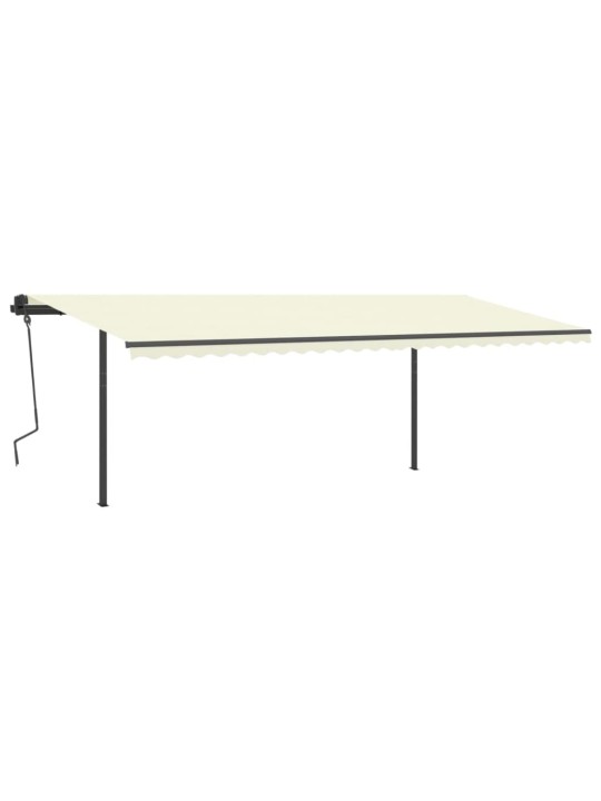 Izvelkama markīze ar stabiem, 6x3 m, manuāla, krēmkrāsas