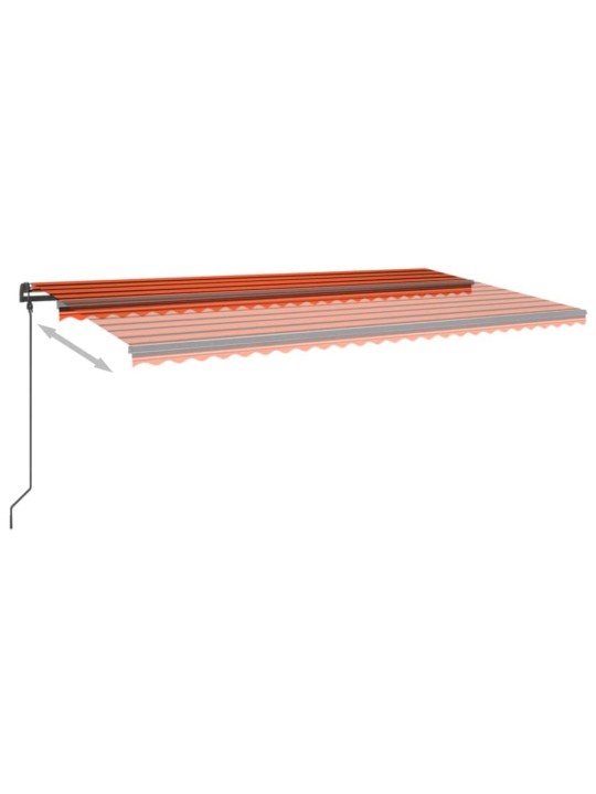 Izvelkama markīze ar stabiem, 6x3 m, manuāla, oranža un brūna