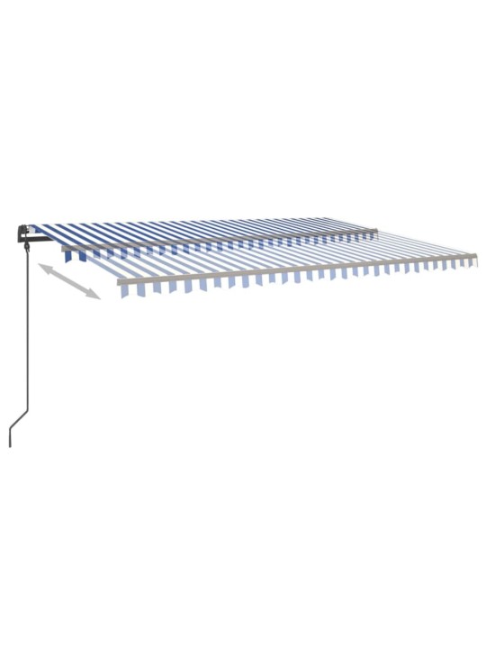 Izvelkama markīze ar led, 6x3 m, manuāla, zila un balta