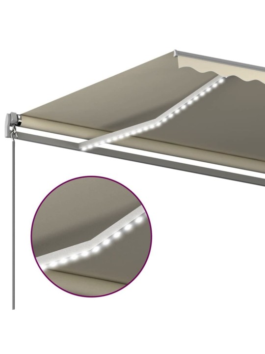 Izvelkama markīze ar led, 6x3 m, manuāla, krēmkrāsas