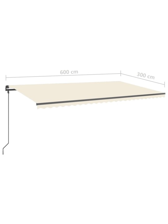 Izvelkama markīze ar led, 6x3 m, manuāla, krēmkrāsas