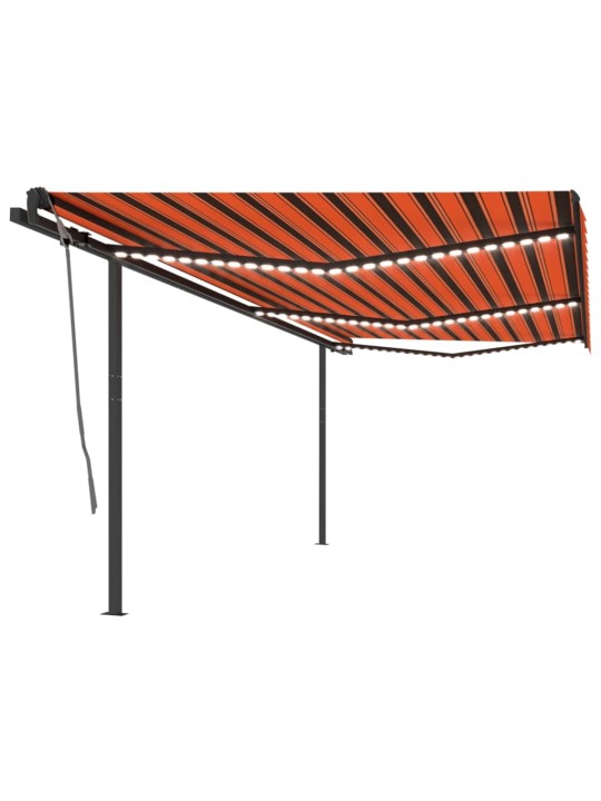 Izvelkama markīze ar led, 6x3 m, manuāla, oranža un brūna