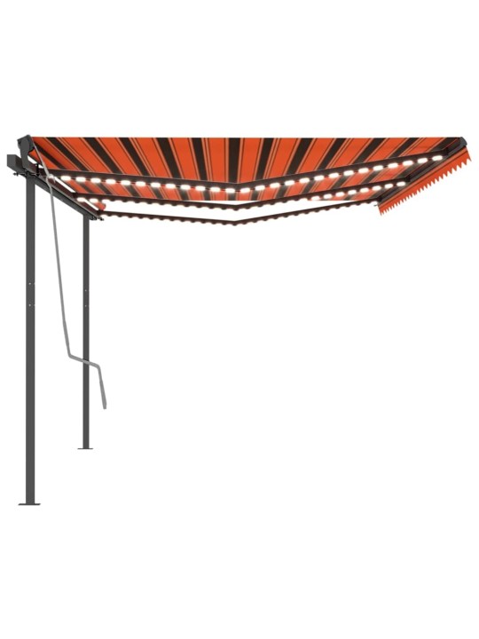 Izvelkama markīze ar led, 6x3 m, manuāla, oranža un brūna