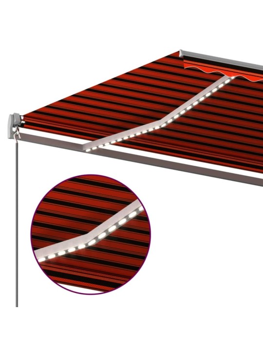 Izvelkama markīze ar led, 6x3 m, manuāla, oranža un brūna