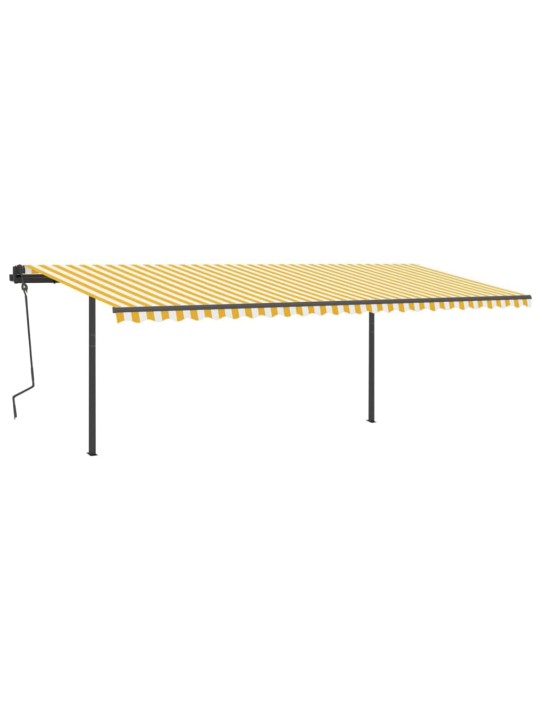 Izvelkama markīze ar kātiem, 6x3 m, automātiska, dzeltenbalta