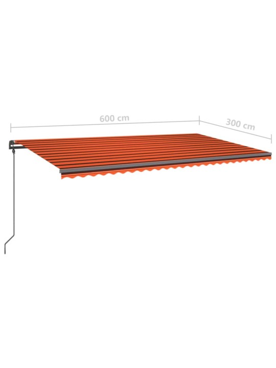 Izvelkama markīze ar kātiem, 6x3 m, automātiska, oranži brūna
