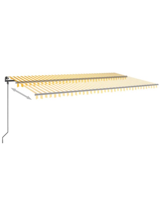 Izvelkama markīze ar led un vēja sensoru, 6x3 m, dzelteni balta