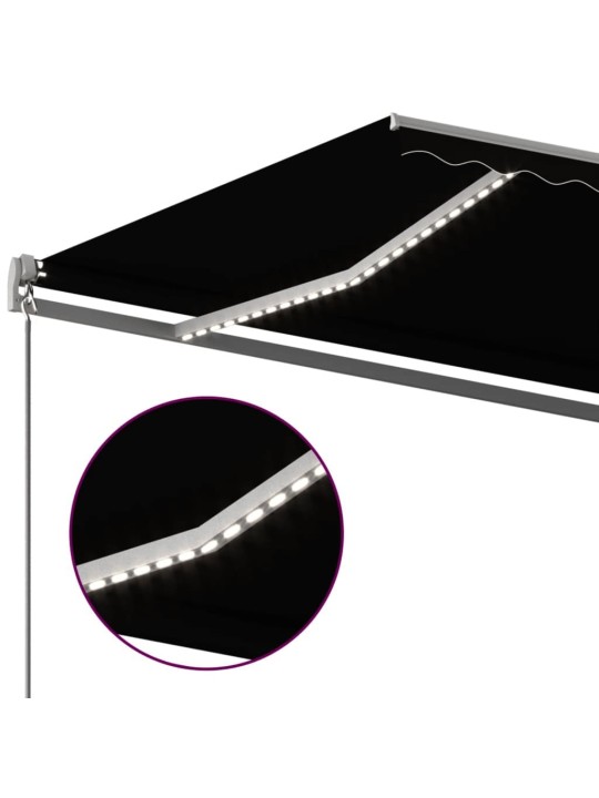 Izvelkama markīze ar led un vēja sensoru, antracītpelēka, 6x3 m