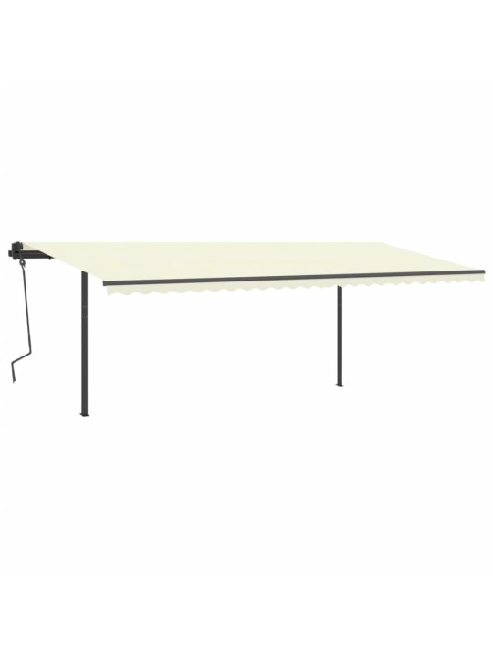 Izvelkama markīze ar stabiem, 6x3,5 m, manuāla, krēmkrāsas