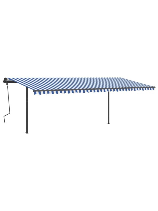 Izvelkama markīze ar led, 6x3,5 m, manuāla, zila un balta