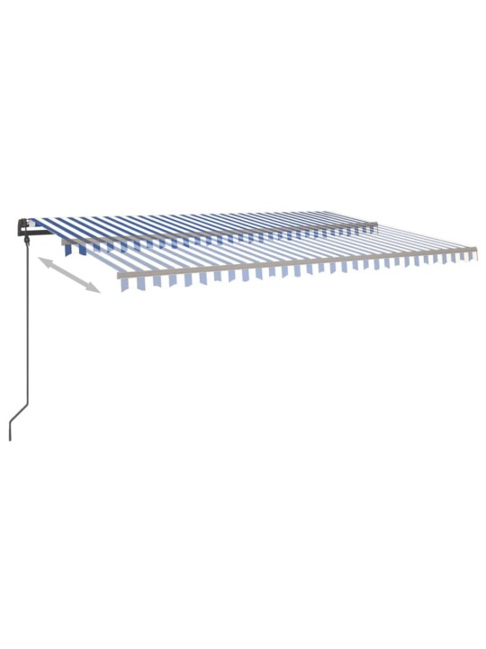 Izvelkama markīze ar led, 6x3,5 m, manuāla, zila un balta