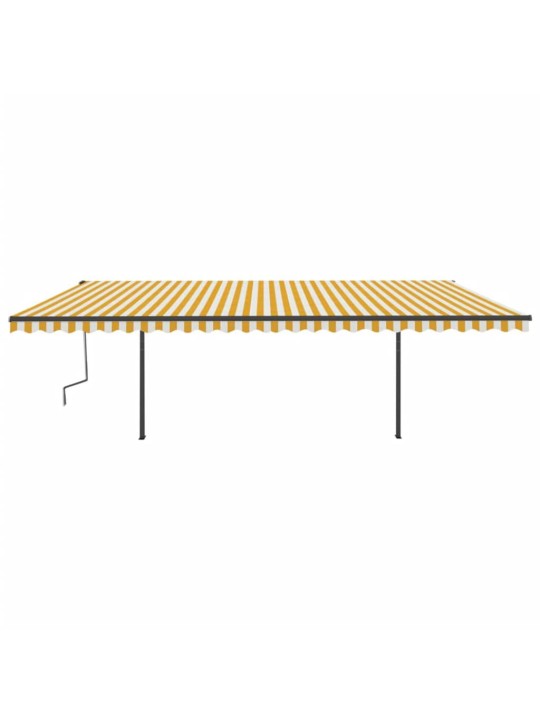 Izvelkama markīze ar led, 6x3,5 m, manuāla, dzelteni balta