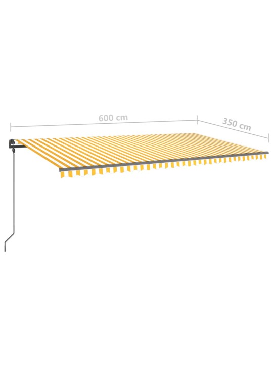 Izvelkama markīze ar led un vēja sensoru, 6x3,5 m, dzeltenbalta