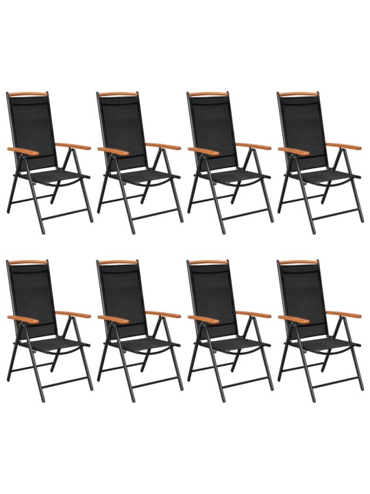 9-daļīgs dārza mēbeļu komplekts, alumīnijs, melns