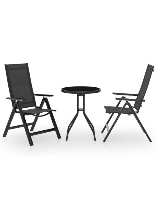 3-daļīgs bistro mēbeļu komplekts, melns, antracītpelēks