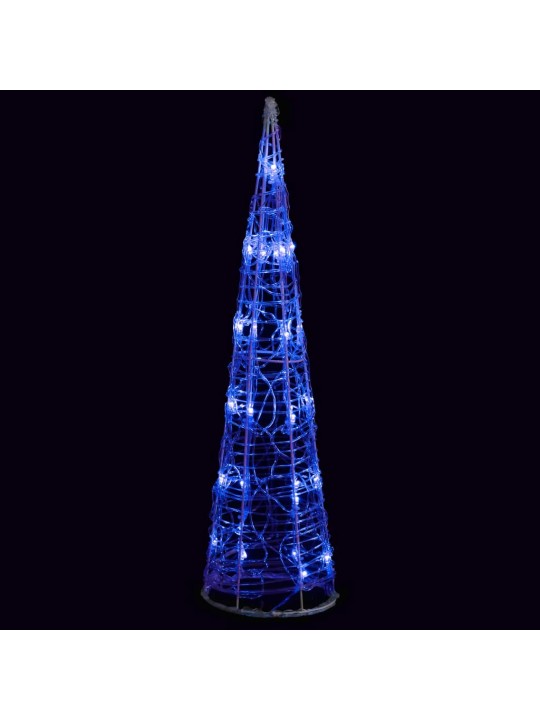 Led lampiņu dekorācija, akrils, piramīda, 60 cm, zila