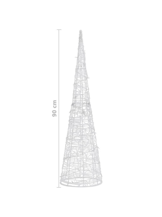 Led lampiņu dekorācija, akrils, piramīda, 90 cm, vēsi balta