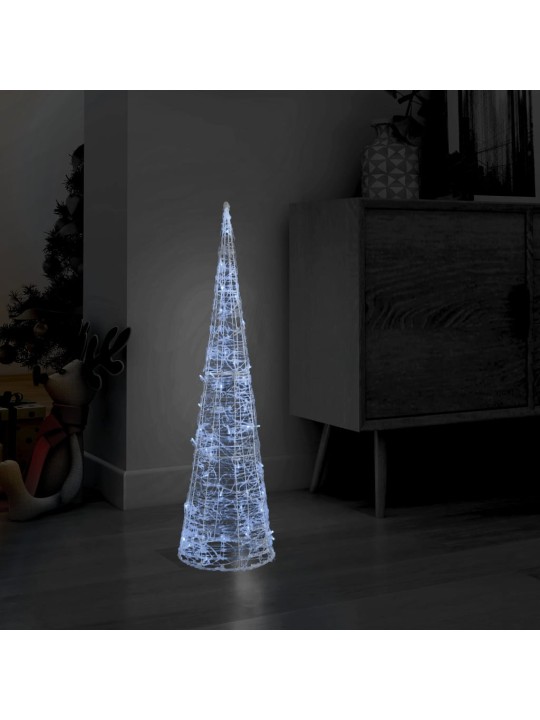 Led lampiņu dekorācija, akrils, piramīda, 90 cm, vēsi balta
