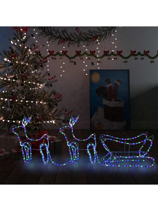 Ziemassvētku dekorācija, ziemeļbrieži un kamanas, 576 led