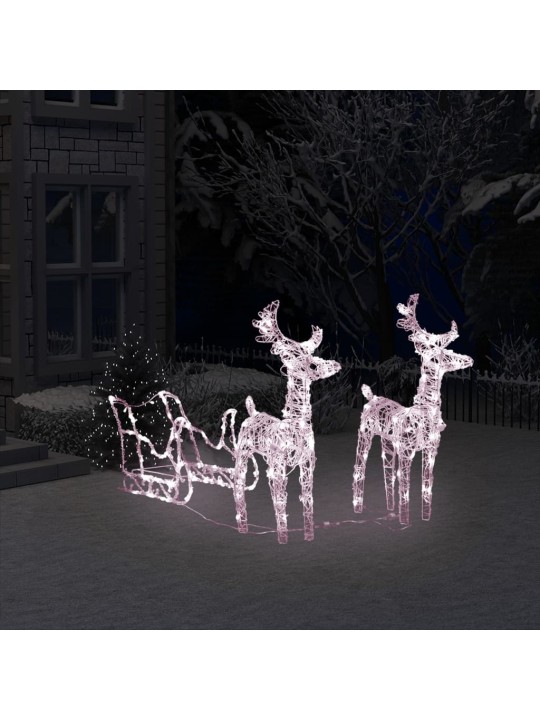 Ziemassvētku dekorācija, ziemeļbrieži, kamanas, 160 LED, 130 cm