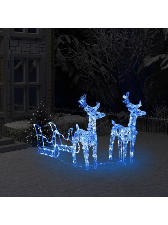 Ziemassvētku dekorācija, ziemeļbrieži, kamanas, 160 led, 130 cm