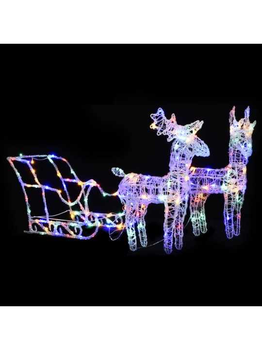 Ziemassvētku dekorācija, ziemeļbrieži, kamanas, 160 LED, 130 cm