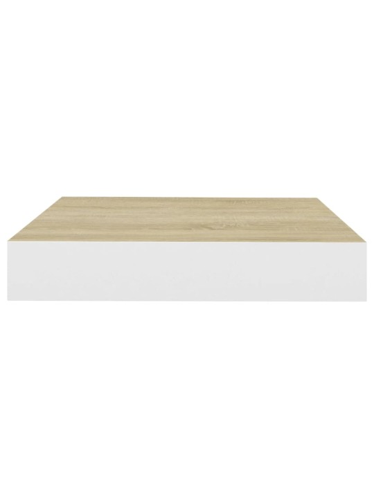Sienas plaukts, baltā un ozolkoka krāsā, 23x23,5x3,8 cm, mdf