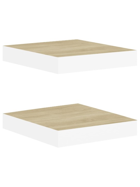 Sienas plaukti, 2 gab., balti, ozolkoka, 23x23,5x3,8 cm, mdf