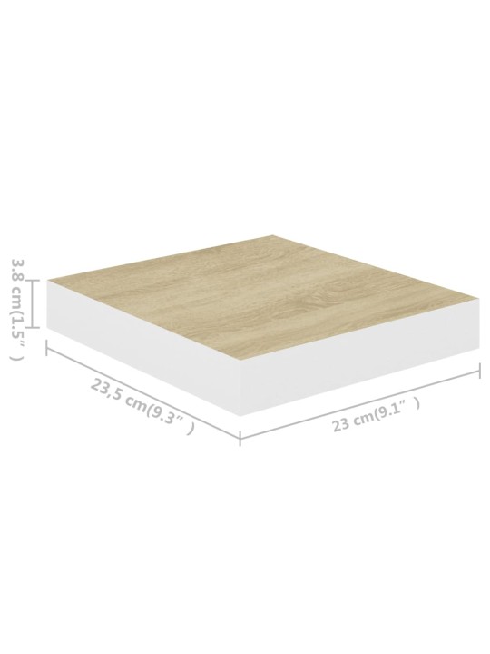 Sienas plaukti, 2 gab., balti, ozolkoka, 23x23,5x3,8 cm, mdf