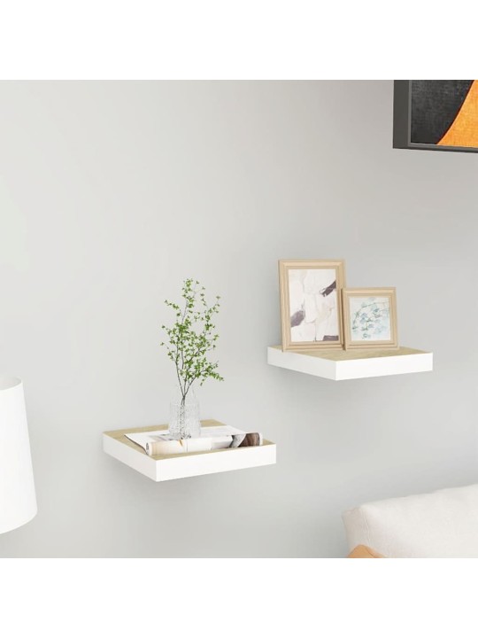 Sienas plaukti, 2 gab., balti, ozolkoka, 23x23,5x3,8 cm, mdf
