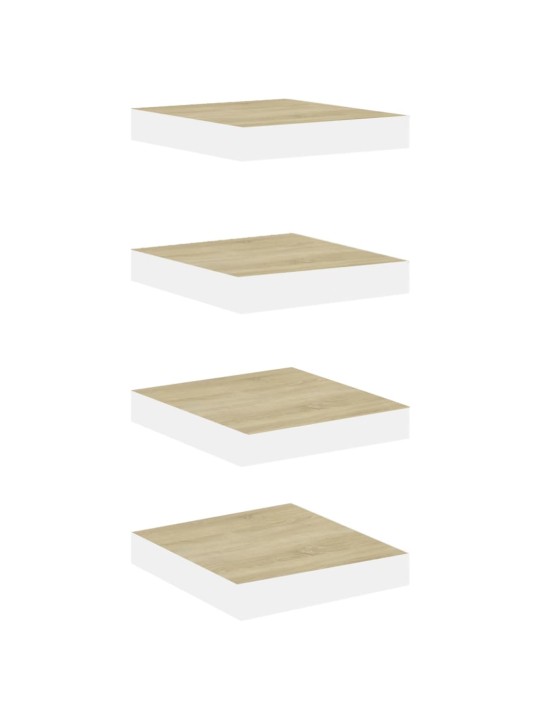 Sienas plaukti, 4 gab., balti, ozolkoka, 23x23,5x3,8 cm, mdf