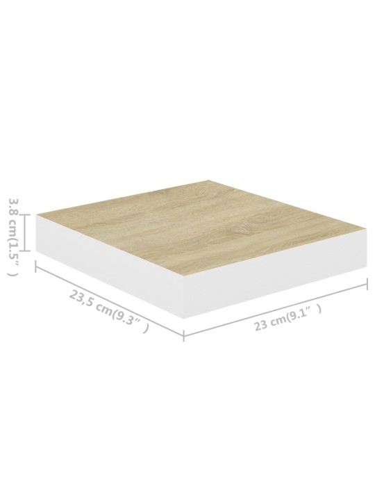 Sienas plaukti, 4 gab., balti, ozolkoka, 23x23,5x3,8 cm, mdf