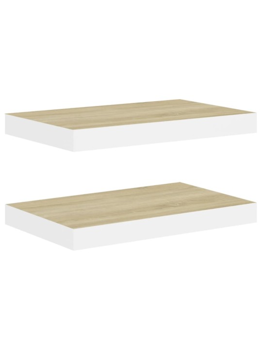 Sienas plaukti, 2 gab., balti, ozolkoka, 40x23x3,8 cm, mdf