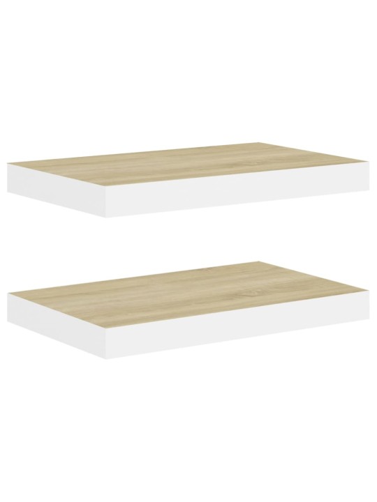 Sienas plaukti, 2 gab., balti, ozolkoka, 50x23x3,8 cm, mdf