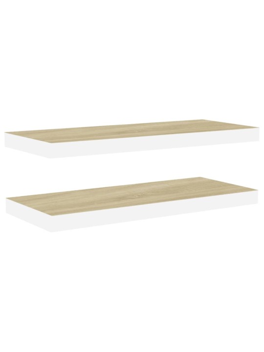 Sienas plaukti, 2 gab., balti, ozolkoka, 60x23,5x3,8 cm, mdf