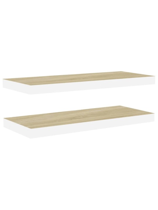 Sienas plaukti, 2 gab., balti, ozolkoka, 80x23,5x3,8 cm, mdf