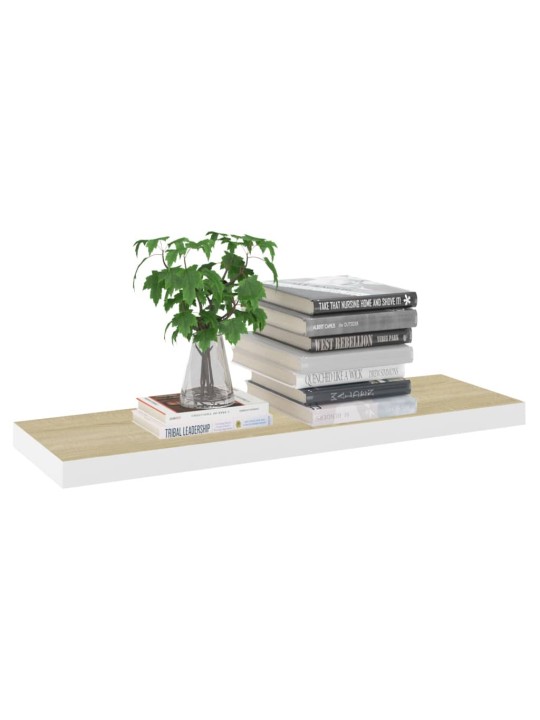 Sienas plaukti, 2 gab., balti, ozolkoka, 80x23,5x3,8 cm, mdf