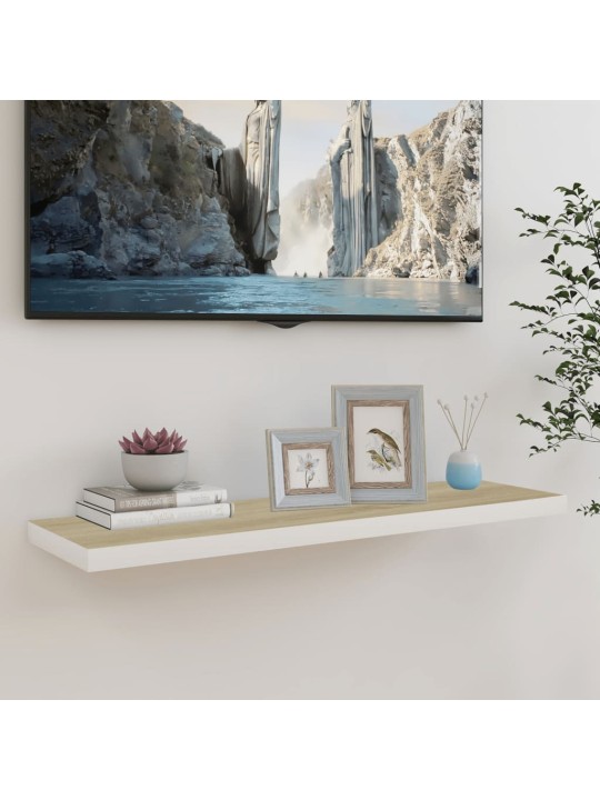 Sienas plaukts, balta un ozolkoka krāsa, 90x23,5x3,8 cm, mdf