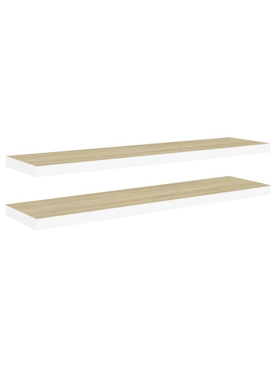 Sienas plaukti, 2 gab., balti, ozolkoka, 120x23,5x3,8 cm, mdf