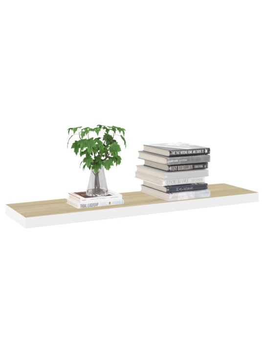 Sienas plaukti, 2 gab., balti, ozolkoka, 120x23,5x3,8 cm, mdf