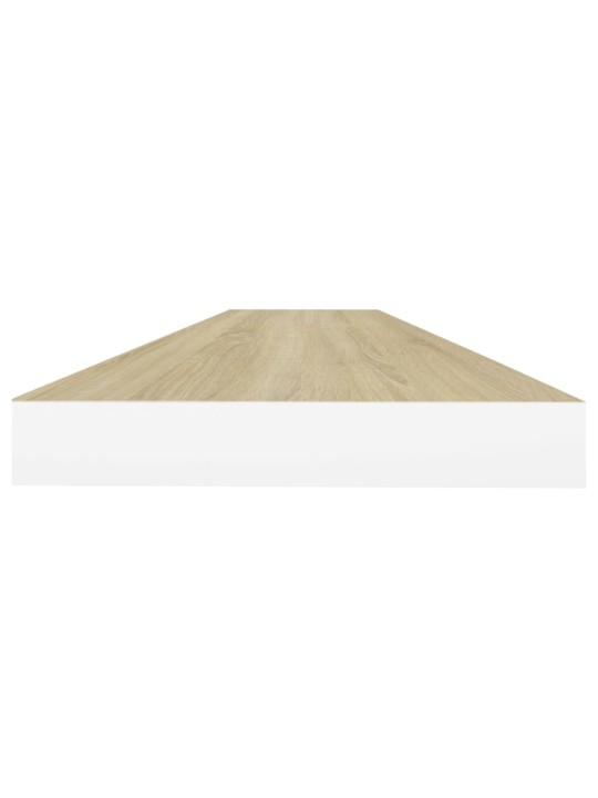 Sienas plaukti, 2 gab., balti, ozolkoka, 120x23,5x3,8 cm, mdf