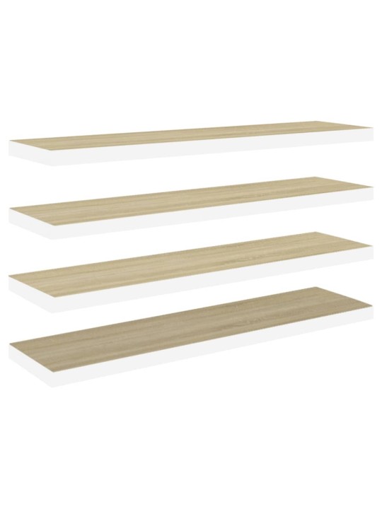 Sienas plaukti, 4 gab., balti, ozolkoka, 120x23,5x3,8 cm, mdf