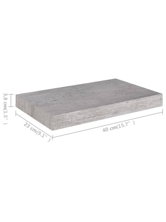 Sienas plaukts, betona pelēks, 40x23x3,8 cm, mdf