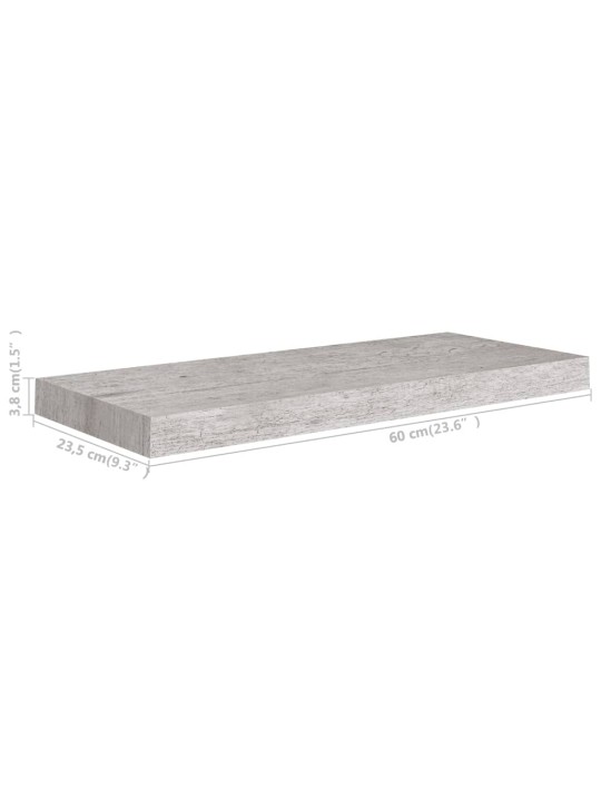 Sienas plaukts, betona pelēks, 60x23,5x3,8 cm, mdf