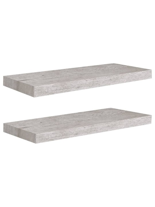 Sienas plaukti, 2 gab., betona pelēki, 60x23,5x3,8 cm, mdf