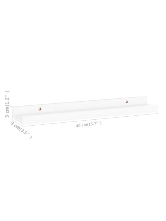 Sienas plaukti, 4 gab., balti, 40x9x3 cm